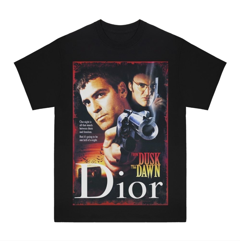 whiitelightning DiorTillDawn Graphic T-Shirt Black Parody Tee - M